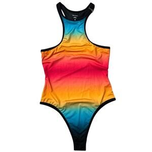 THE ATTICO Ombre Racerback Swimsuit SIZE M One Piece Multicolor